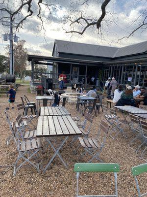 Enjoying live acoustic guitar player, great outdoor space!