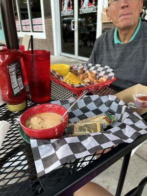 Lobster bisque soup and boiled shrimp