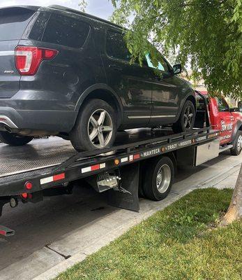 SUV on flatbed