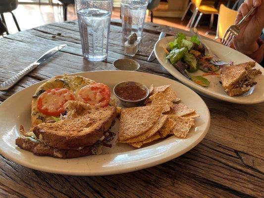 Hoffner brisket sandwich and artichoke flat bread are both very good. The salsa has a great flavor