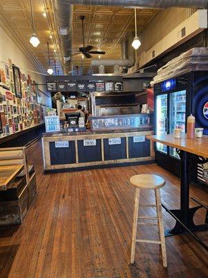 A view of the inside of the restaurant as one enters the place.