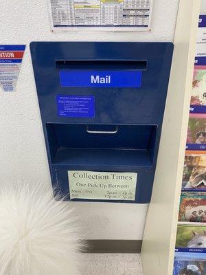 Mail drop off in the back of the store