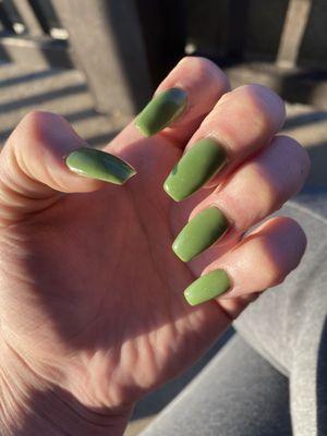 sage green sns manicure