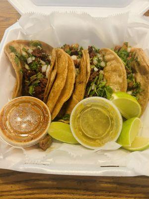 Pastor and chorizo tacos