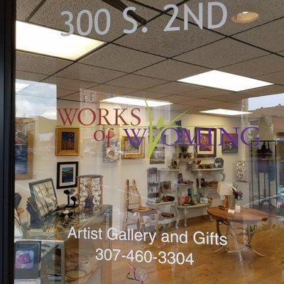 Works of Wyoming Fine Art Gallery and Wyoming local made gifts. Located 300 South 2nd Street.  Located  2nd and Grand Avenue. 307 460 3304