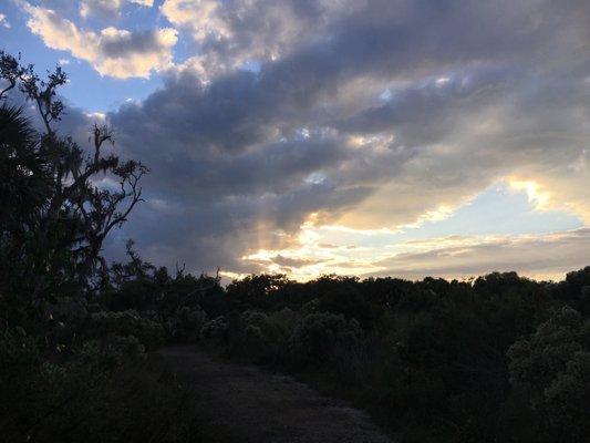 Sunset over the trail