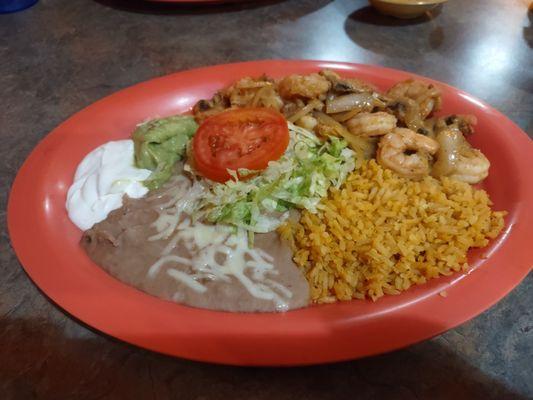 The shrimp with mushrooms and onions. Shrimp was prepared nicely.