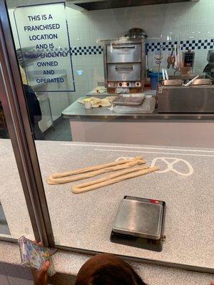 Prepping the dough