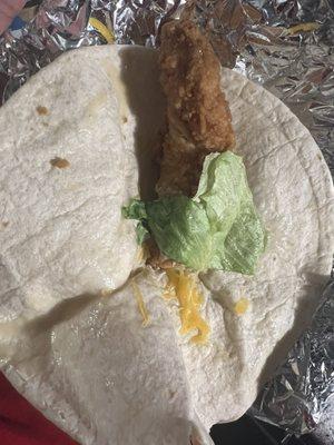 Can you guess what this was SUPPOSED to be ? Haha honey mustard chicken wrap smh