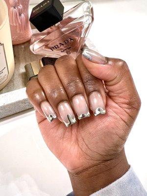 Gel X chrome nails