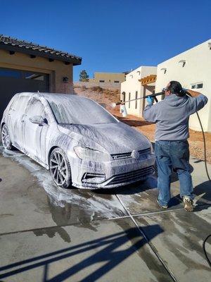 coating in soap.