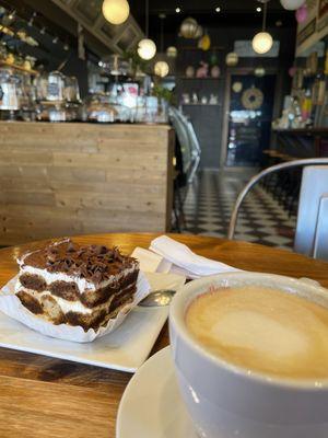 Tiramisu and latte