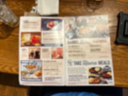 Menu-updated from the last time I went to a Cracker Barrel