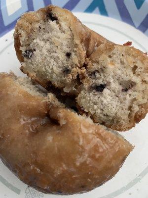 Blueberry cake donut interior