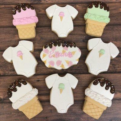 Ice cream theme baby shower cookies