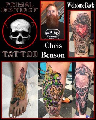 Welcoming Mr. Chris Benson back to the Primal Instinct Tattoo Family.