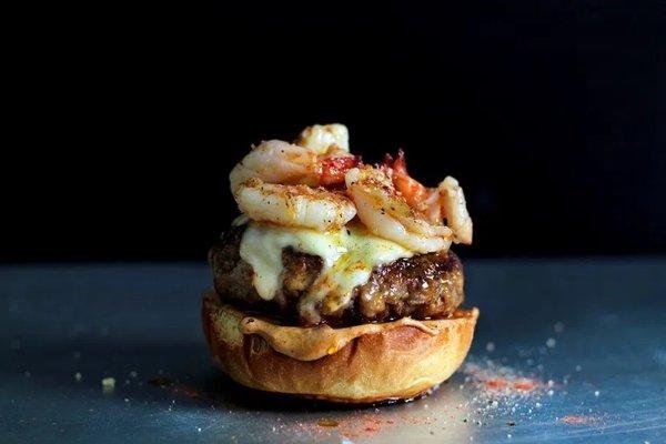 Shrimp glaze with cheddar cheese and signature sauce and a sweet bun!