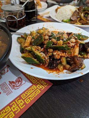 Cucumber, peanuts, and bean curd salad