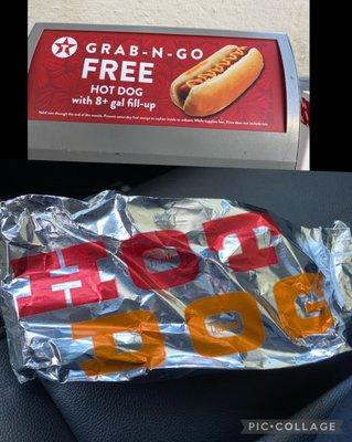 Grab-n-go free hot dog with 8+ gal fill up!