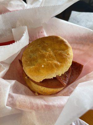 Fried Bologna biscuit