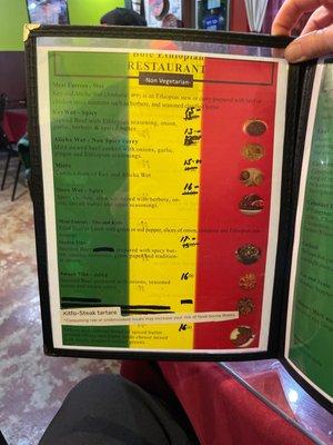 Non-veg menu