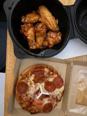 Personal pan pizza and wings