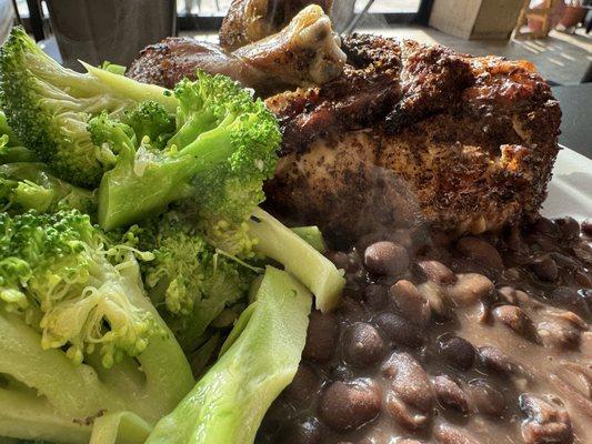 Mild Grilled Chicken Platter sides of black beans and broccoli