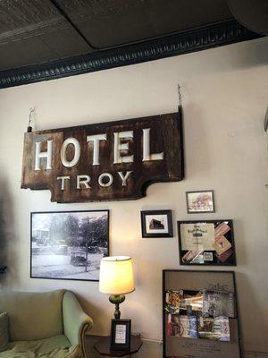 Old Hotel Troy sign was n the front room.