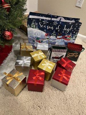 $1.25 for each of these gift boxes and bags