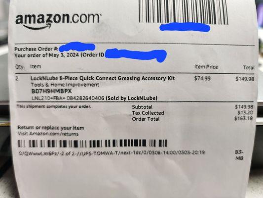 Amazon receipt