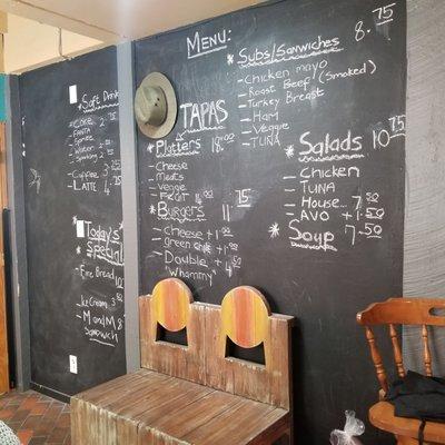 Chalkboard wall menu