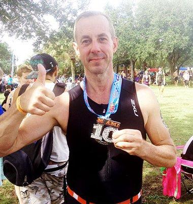 Steven is a weekend triathlete. After training consistently only twice a week, he beat his previous performance every time.