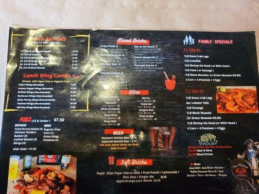 Regular menu