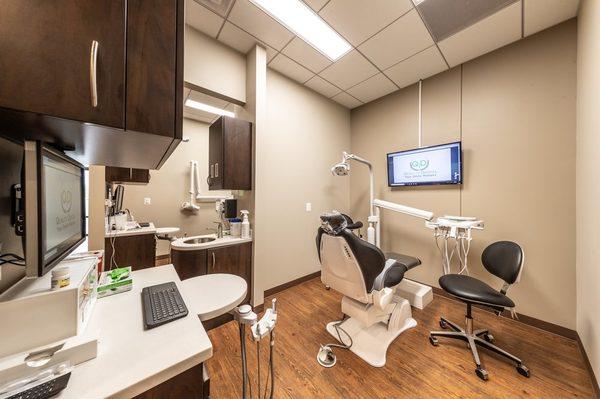 Fully equipped operatories with tv screen hung up so you can see what doctor sees while going over your X-rays !