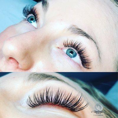 Hybrid Lashes- combination of Classic and Volume Lashes.