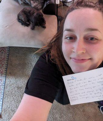 Handwritten note from Coach Nat & my workout buddy, Susu