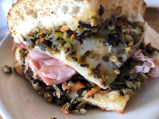 Ham & Salami Muffaletta Sandwich (delicious!)