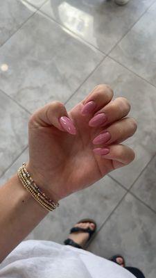 Pink dip nails