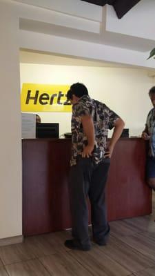 The Hertz Rental Car counter inside the Pagoda Hotel.