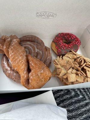 Delicious donuts. The cinnamon roll was as big as my hand!