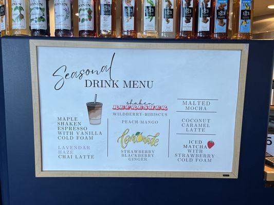 Seasonal drink menu