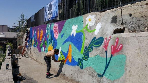 Mural In Progress: Day 4 @EchoParkRising at The Lost Lot Stage Venue (08/20/17). #EchoPark @WildRiot #LiveMusic #LocalMusic #MusicIsMyRadar