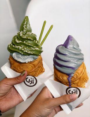 Matcha & black sesame // Ube & black sesame