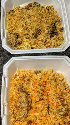 Lamb Shank Biryani (top), Chicken Biryani (bottom)