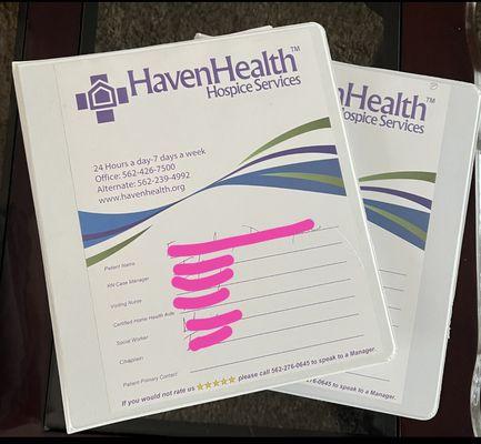 Their folders containing health updates, bath times, etc