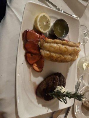 Filet mignon and 12 ounce lobster tail