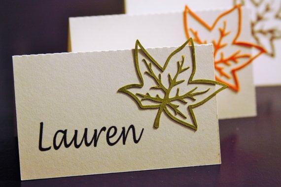 Custom fall leaf place card.