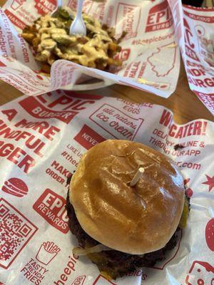 Classic burger (double) and loaded fries