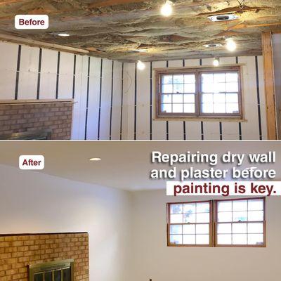 Ceiling drywall installation and painting