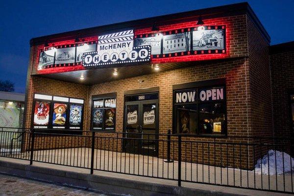 The view of the newly renovated McHenry Downtown Theater off of Green Street